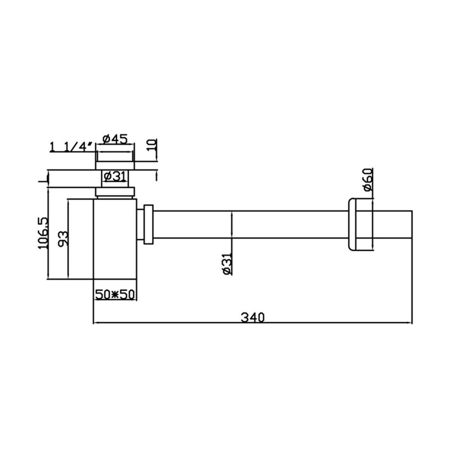 Chrome Plated 32mm Square Bottle Trap