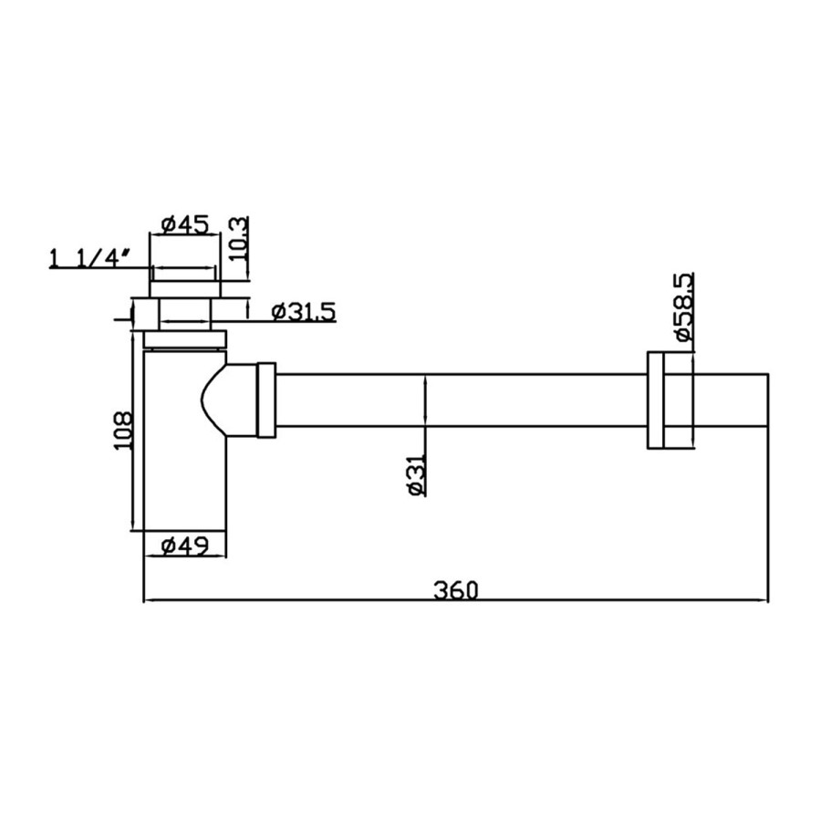 Chrome Plated 32mm Cylindrical Bottle Trap