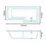 1675mm Right Hand L Shaped Square Shower Bath-Fixed Screen with No Towel Rail and No Front Panel