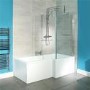 1675mm Right Hand L Shaped Square Shower Bath-Fixed Screen with NO Towel Rail