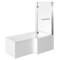 1675mm Right Hand Square Shower Bath and Hinged Screen without Towel Rail-Include Front Panel