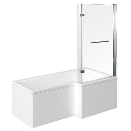 1675mm Right Hand Square Shower Bath and Hinged Screen without Towel Rail-Include Front Panel