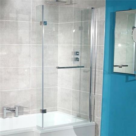 1675mm Right Hand Square Shower Bath and Hinged Screen without Towel Rail-Include Front Panel