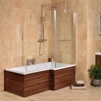 Walnut Front Panel & Hinged Screen with Towel Rail 