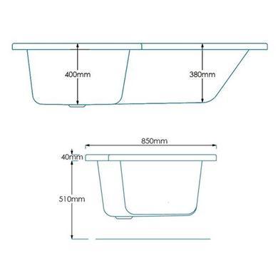 Left Hand L-Shaped Shower Bath with Front Panel and Shower Screen - L1670 x W850mm