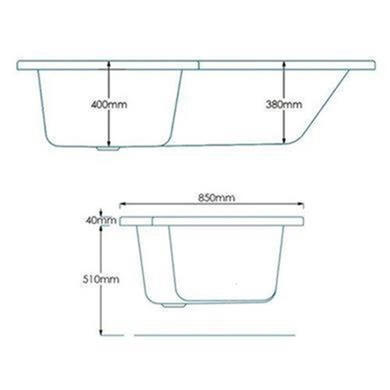 Left Hand L-Shaped Shower Bath with  Front Panel and Hinged Shower Screen and Towel rail - L1670 x W850mm