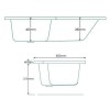 1675mm Left Hand Square Shower Bath (excludes panel)-L Shaped Fixed Screen