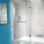 1675mm Left Hand Square Shower Bath (excludes panel)-L Shaped Fixed Screen