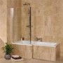 1675mm Left Hand Square Shower Bath (excludes panel)-L Shaped Hinged Screen