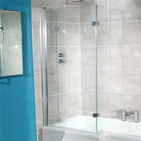 1675mm Left Hand Square Shower Bath (excludes panel)-L Shaped Hinged Screen