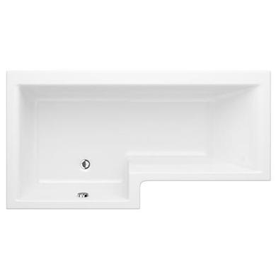 1675mm Left Hand Square Shower Bath and Fixed Screen without Towel Rail-Include Front Panel