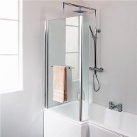 1675mm Left Hand Square Shower Bath and Fixed Screen without Towel Rail-Include Front and End Panel