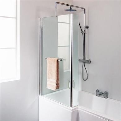 1675mm Left Hand Square Shower Bath and Fixed Screen without Towel Rail-Include Front and End Panel