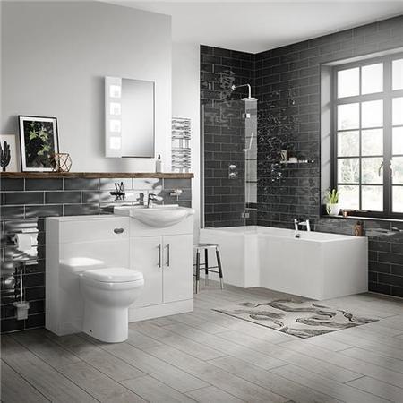 55 Windsor Combi & Albury btw toilet with LH L-Shaped Bath