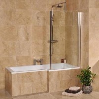 1500mm Right Hand Square Shower Bath  With Hinged Shower Screen and panel