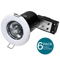 6 Pack - Fixed Fire Rated Downlight - White IP20 6 Pack - Fixed Fire Rated Downlight - White IP20