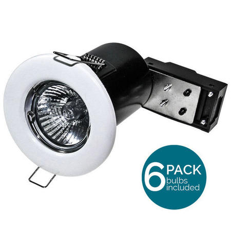 6 Pack - Fixed Fire Rated Downlight - White IP20