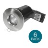6 Pack Fixed Fire Rated IP65 Brushed Steel Downlight 