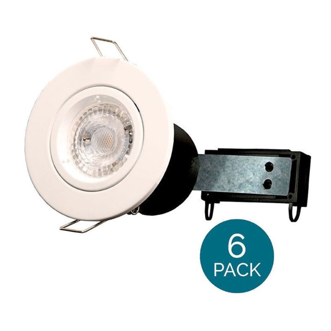 6 Pack - Fixed Fire Rated Spotlight - White Twist & Lock