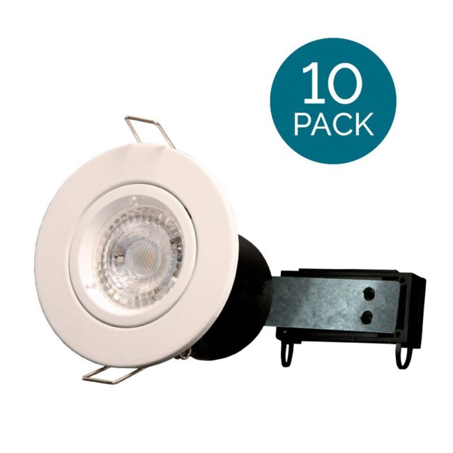 10 Pack - Fixed Fire Rated Spotlight - White Twist & Lock