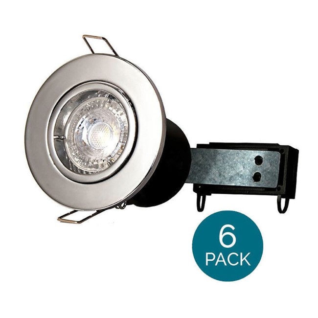 6 Pack - Fixed Fire Rated Downlight - Chrome Twist & Lock