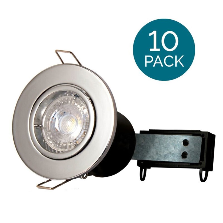 10 Pack - Fixed Fire Rated Spotlight - Chrome Twist & Lock