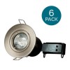 6 Pack - Fixed Fire Rated Spotlight - Brushed Steel Twist &amp; Lock