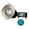 10 Pack - Fixed Fire Rated Spotlight - Brushed Steel Twist &amp; Lock
