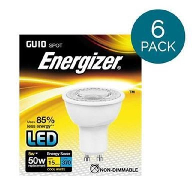 6 Pack - Energizer LED GU10 Cool White Light Bulb