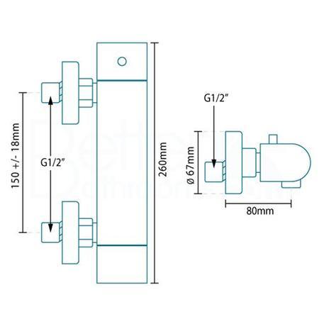Vitalia Exposed Dual Function Thermostatic Shower Valve  NO RAIL KIT
