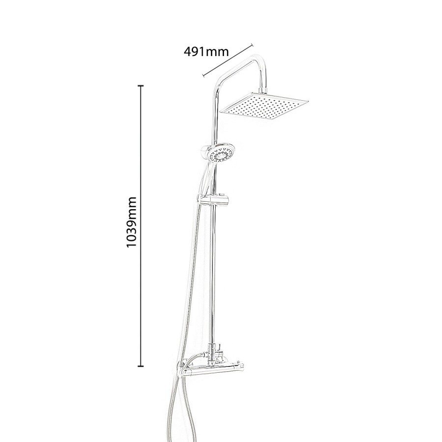 Rina Square Riser Slide Rail Kit with Thermostatic Valve