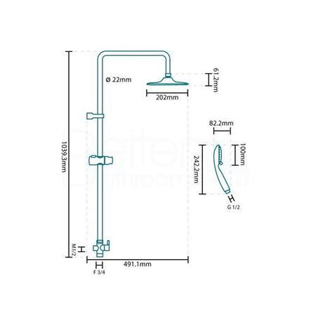 Rina Square Riser Slide Rail Kit with Thermostatic Valve