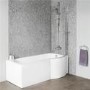 Dee 1600mm Right Hand P-Shaped Shower Bath with 6mm Curved Screen