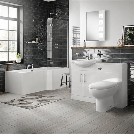 55 Windsor Combi & Santorini btw toilet with RH L-Shaped Bath