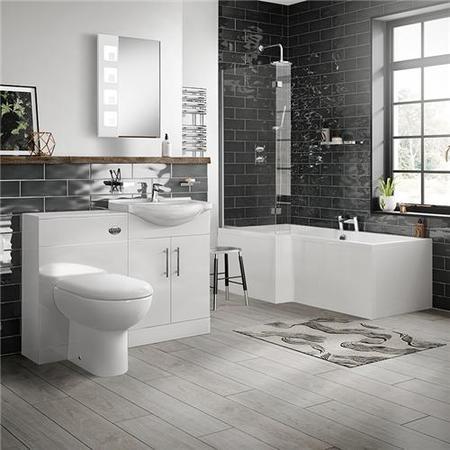 55 Windsor Combi & Santorini btw toilet with LH L-Shaped Bath