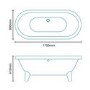 Freestanding Double Ended Roll Top Bath 1700 x 800mm - Eclipse