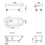 Freestanding Single Ended Shower Bath with Black Feet & Bath Screen - Park Royal