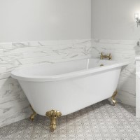 Grade A2 - Freestanding Single Ended Bath with Brushed Brass Feet 1660 x 740mm - Park Royal