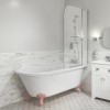 Freestanding Single Ended Shower Bath with Pink Feet &amp; Bath Screen 1660 x 740mm - Park Royal
