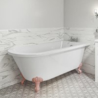 Single Ended Freestanding Shower Bath with Matt Pink Feet 1660 x 740 - Park Royal