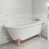 Freestanding Single Ended Shower Bath with Pink Feet &amp; Bath Screen 1660 x 740mm - Park Royal