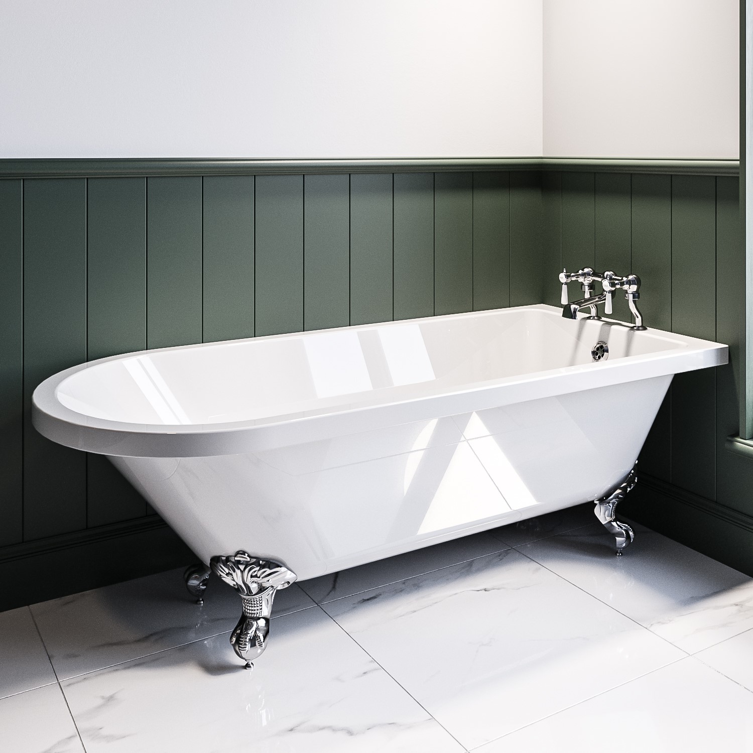 Park Royal White Freestanding Single Ended Bath With Chrome Feet 1660 X 740Mm