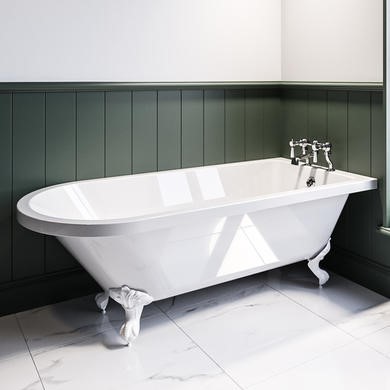 Freestanding Single Ended Bath with White Feet 1660 x 740mm - Park Royal
