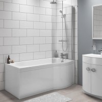 Dee Right Hand P Shape Bath with Front Panel and Screen - 1675 x 800mm Dee Right Hand P Shape Bath with Front Panel and Screen - 1675 x 800mm