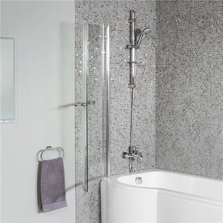Dee 1675mm Left Hand P-Shaped Shower Bath with 6mm Curved Screen