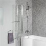 Dee 1675mm Left Hand P-Shaped Shower Bath with 6mm Curved Screen