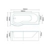 Dee 1675mm Left Hand P-Shaped Shower Bath with 6mm Curved Screen 