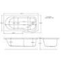 Left Hand Shower Bath with Curved Screen - L1500 x W800mm