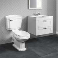 Nottingham White 600mm Two Drawer Wall Hung Vanity Unit with Victoriana Toilet