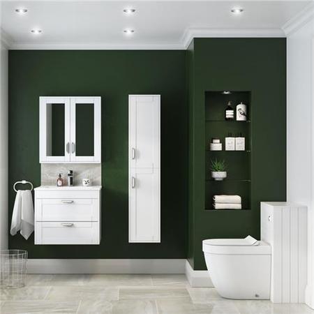 Nottingham White 600 Two Drawer Wall Hung Vanity Unit